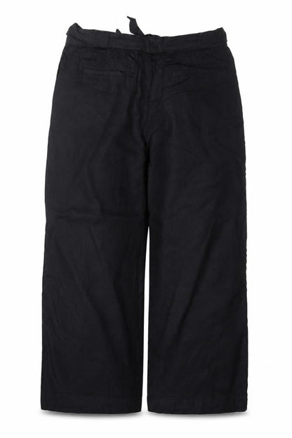 Marks & Spencer Women Black UK 18 Linen Cotton Wide-Leg Trousers