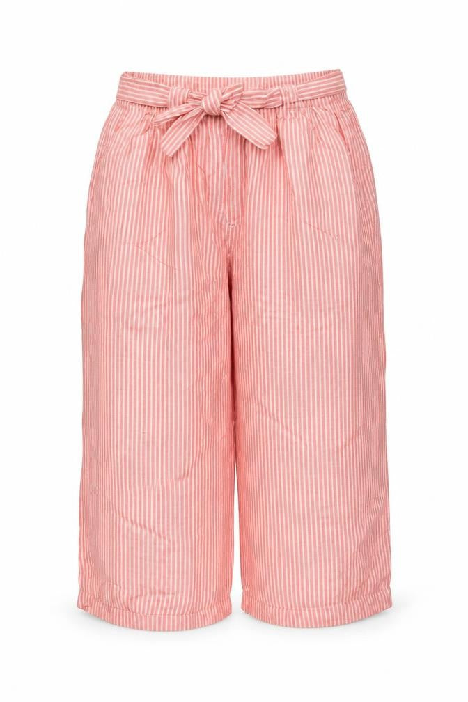 Marks and Spencer Women's Pink Stripe Size 20 Wide Leg Linen Trousers