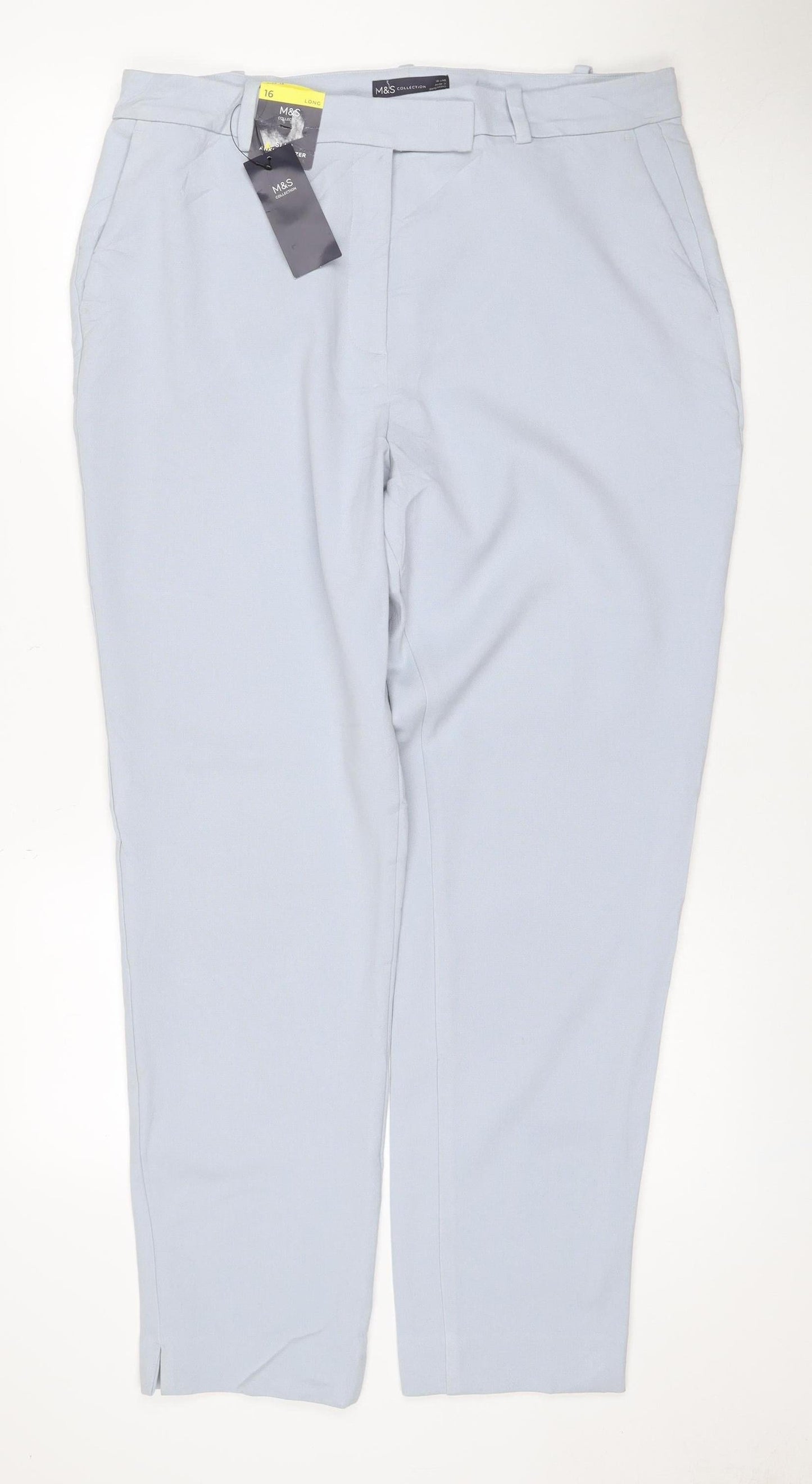 Marks & Spencer Women Blue Size 16 Tall Tailored Straight Leg Dress Trousers