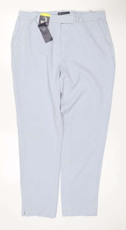 Marks & Spencer Women Blue Size 16 Tall Tailored Straight Leg Dress Trousers