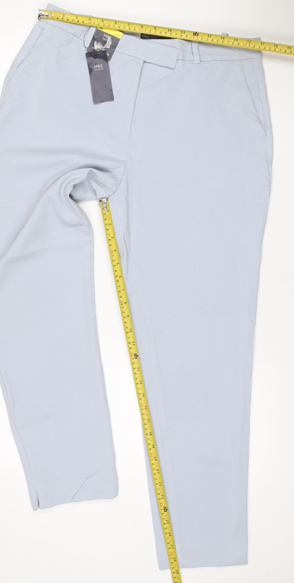 Marks & Spencer Women Blue Size 16 Tall Tailored Straight Leg Dress Trousers