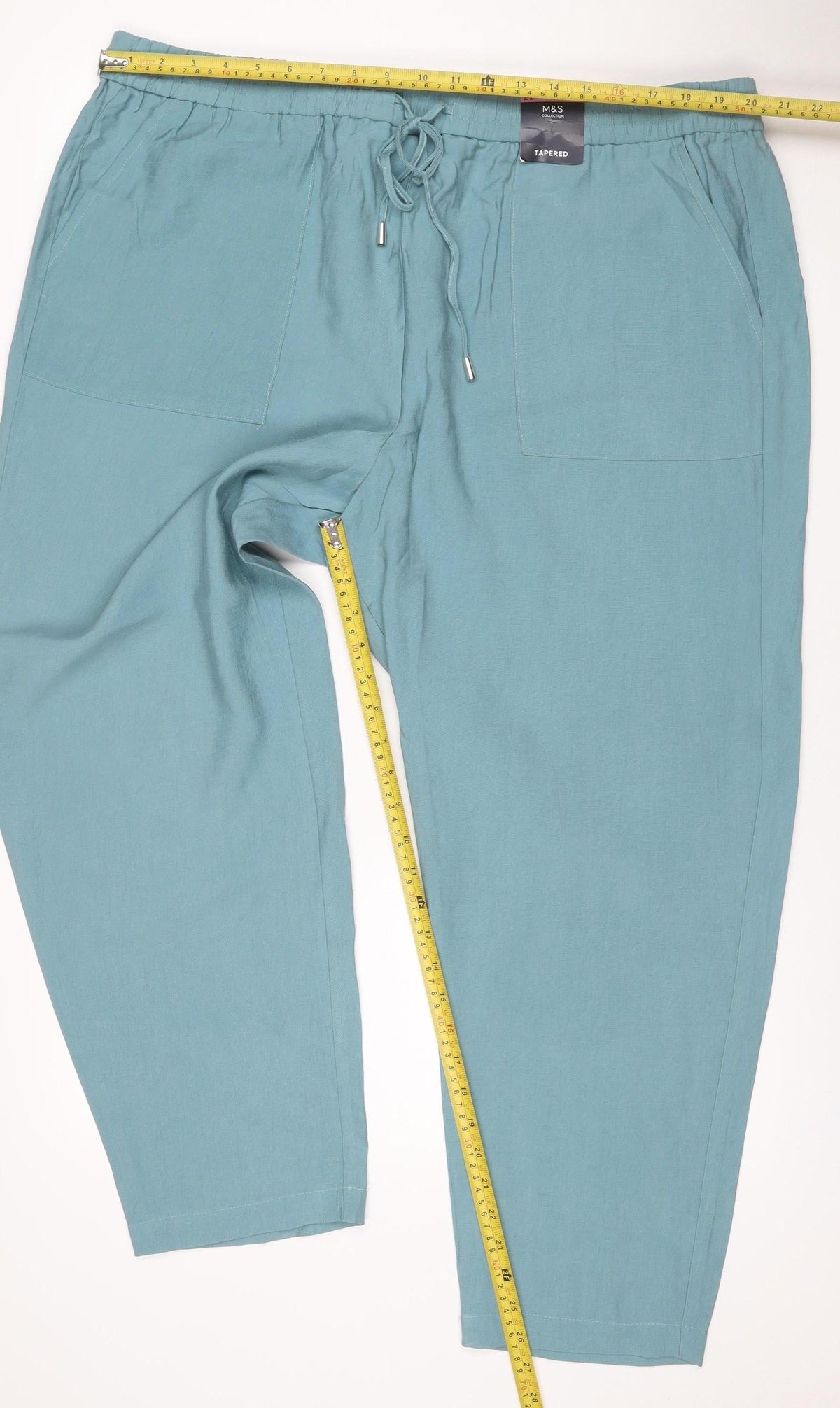 Marks & Spencer Women’s Blue Lyocell Tapered Jogger Trousers UK 22 Regular