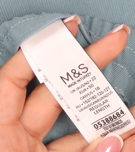 Marks & Spencer Women’s Blue Lyocell Tapered Jogger Trousers UK 22 Regular