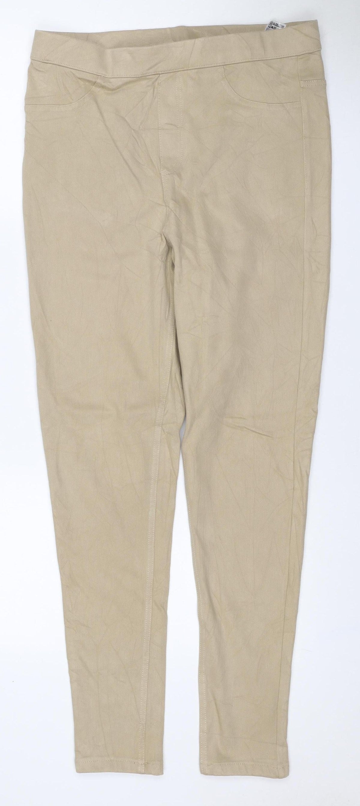 Marks & Spencer Women Beige UK 14 Regular Straight Chino Trousers