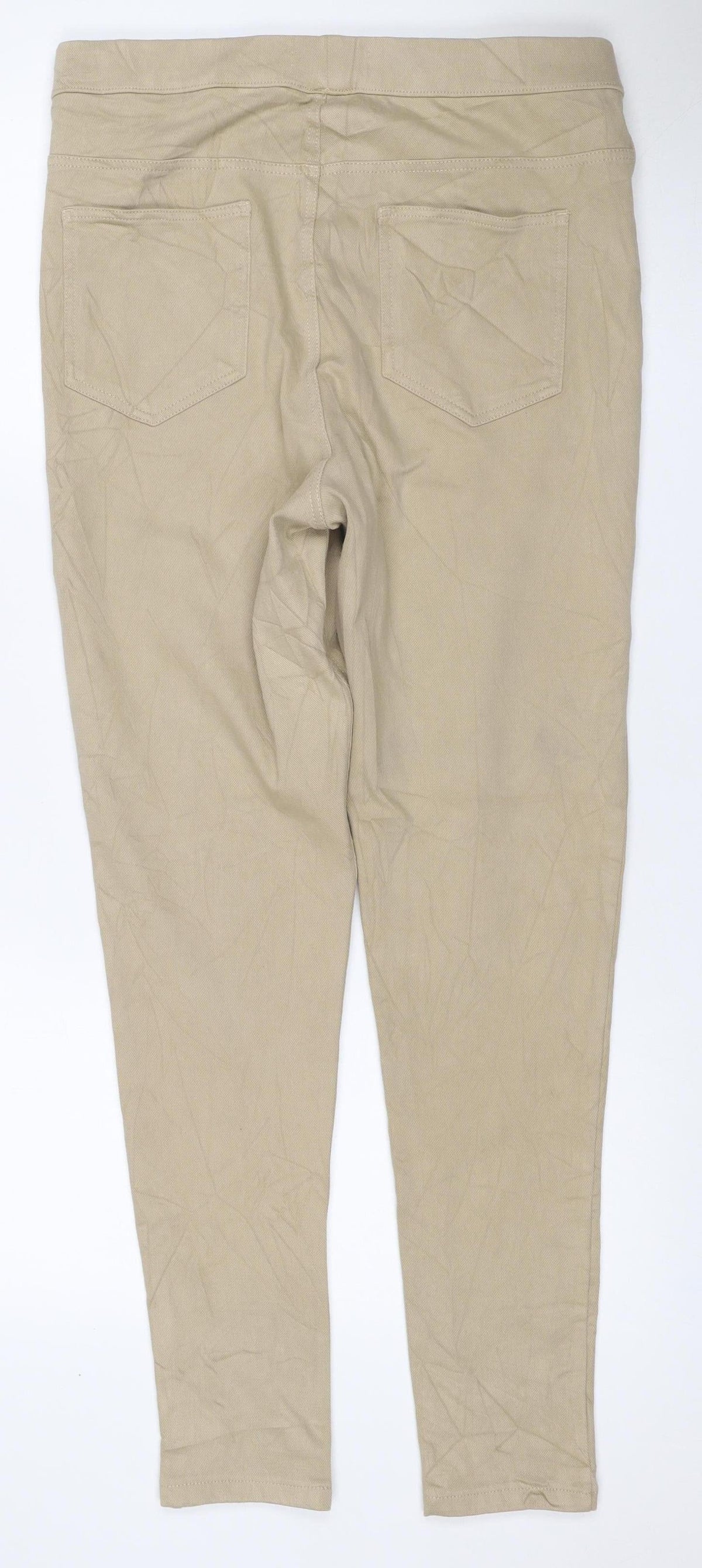 Marks & Spencer Women Beige UK 14 Regular Straight Chino Trousers