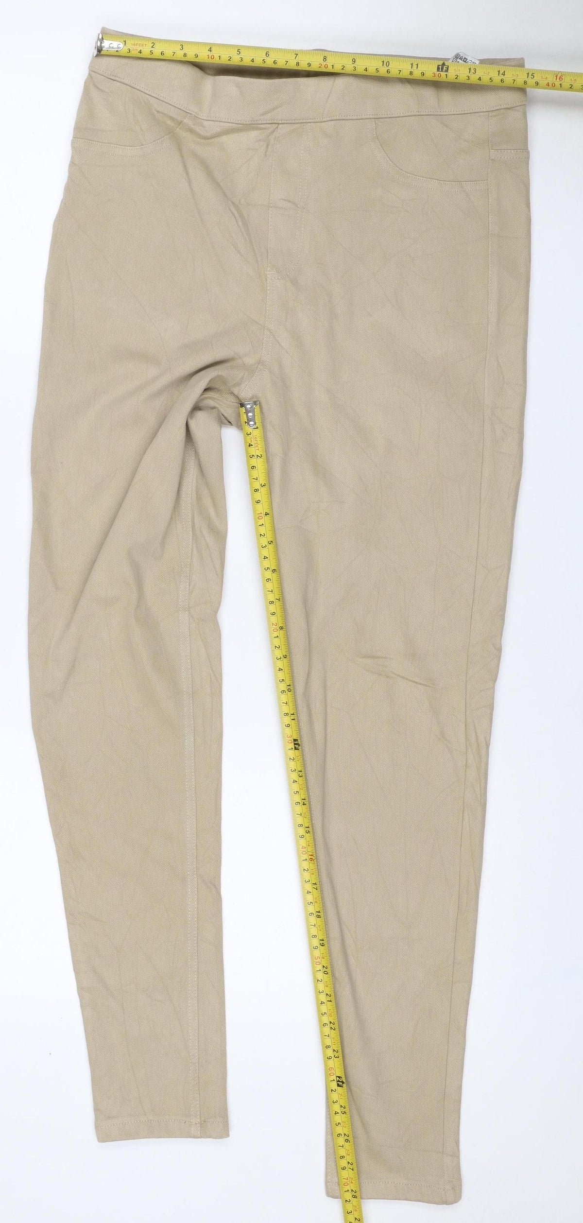 Marks & Spencer Women Beige UK 14 Regular Straight Chino Trousers