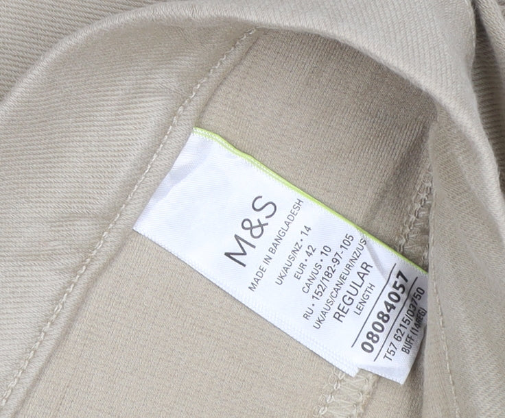 Marks & Spencer Women Beige UK 14 Regular Straight Chino Trousers