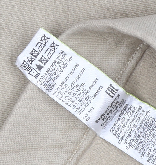 Marks & Spencer Women Beige UK 14 Regular Straight Chino Trousers