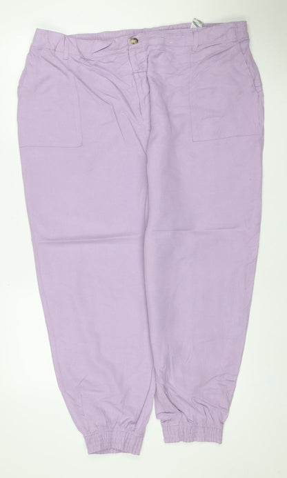 Additional front view of Autograph Women Purple UK 22 Lyocell Linen Relaxed Jogger Trousers