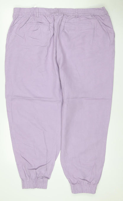 Back view of Autograph Women Purple UK 22 Lyocell Linen Relaxed Jogger Trousers