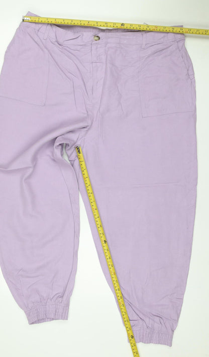 Close-up detail of Autograph Women Purple UK 22 Lyocell Linen Relaxed Jogger Trousers