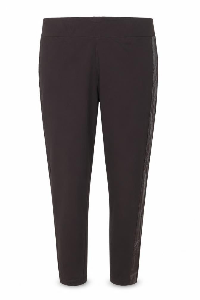 Marks & Spencer Women's Black Size 12 Straight Trousers Faux Leather Panel