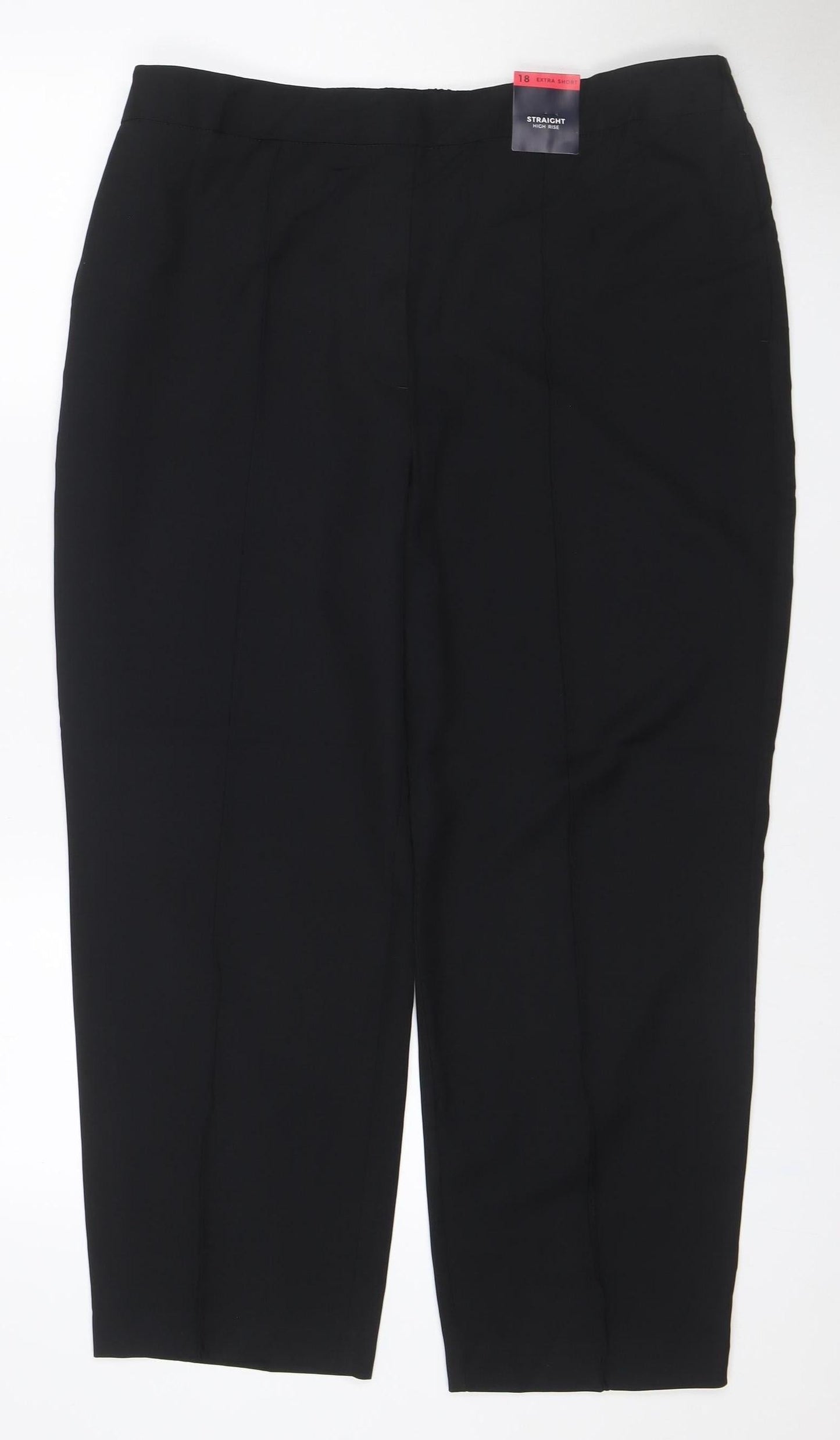 Marks & Spencer Women’s Black Size 18 Straight Fit Extra Short Stretch Trousers