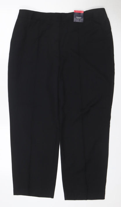 Marks & Spencer Women’s Black Size 18 Straight Fit Extra Short Stretch Trousers