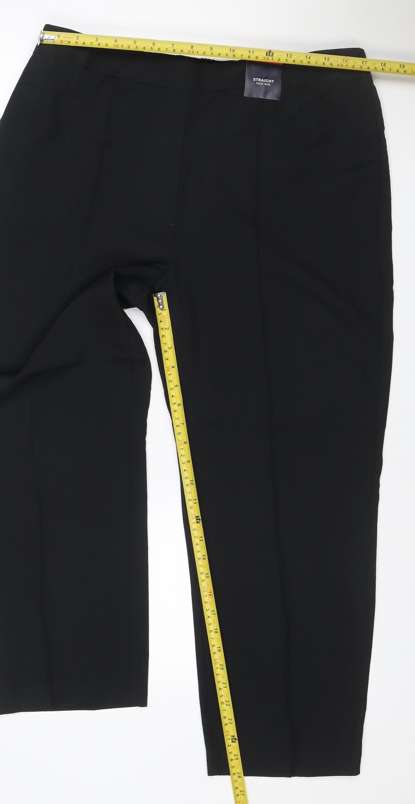 Marks & Spencer Women’s Black Size 18 Straight Fit Extra Short Stretch Trousers