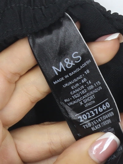 Marks & Spencer Women’s Black Size 18 Straight Fit Extra Short Stretch Trousers
