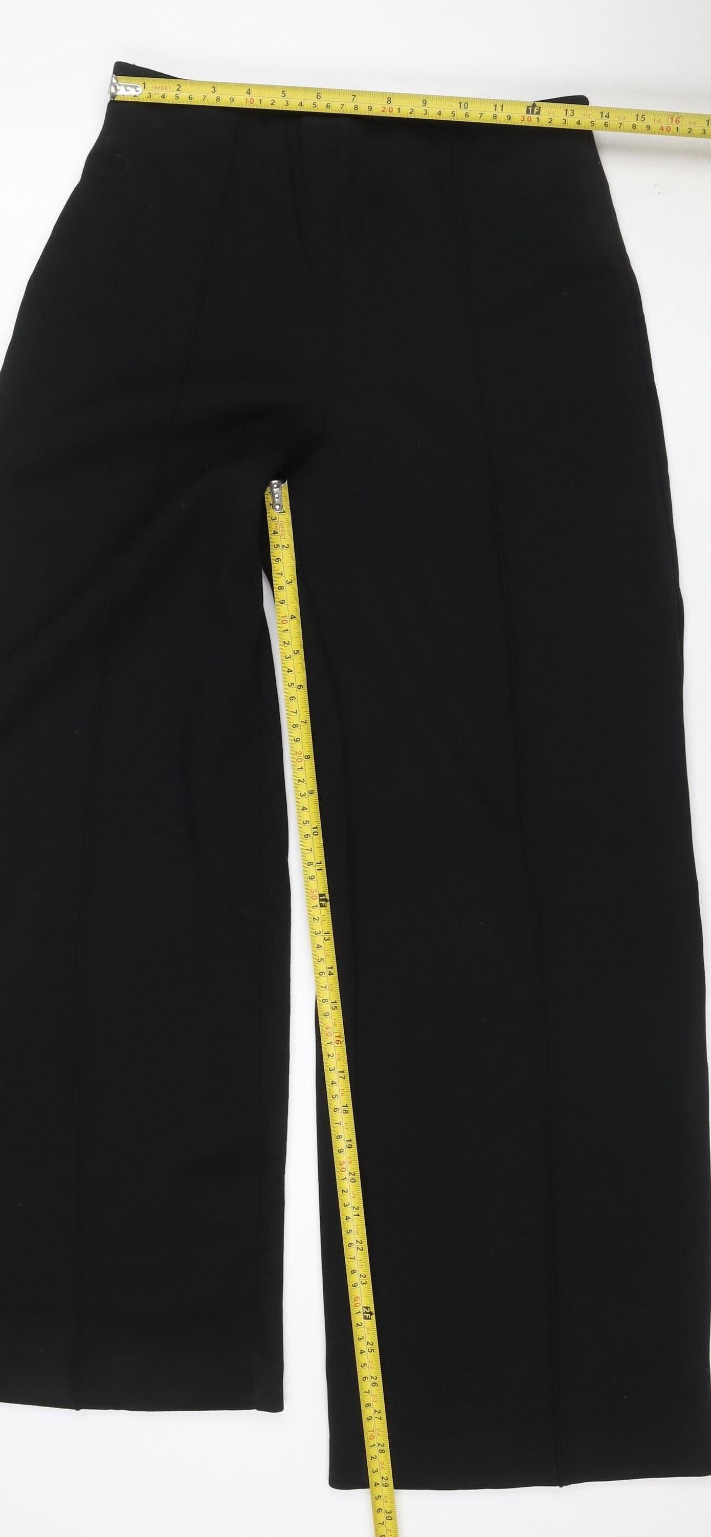 Marks & Spencer Women Black Size 10 Regular Pull-On Straight Trousers