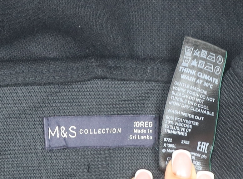 Marks & Spencer Women Black Size 10 Regular Pull-On Straight Trousers