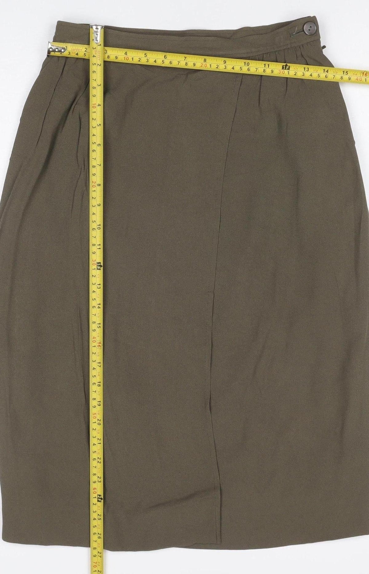 Caractere Women Green UK 12 Midi Pencil Skirt Lined Viscose Blend