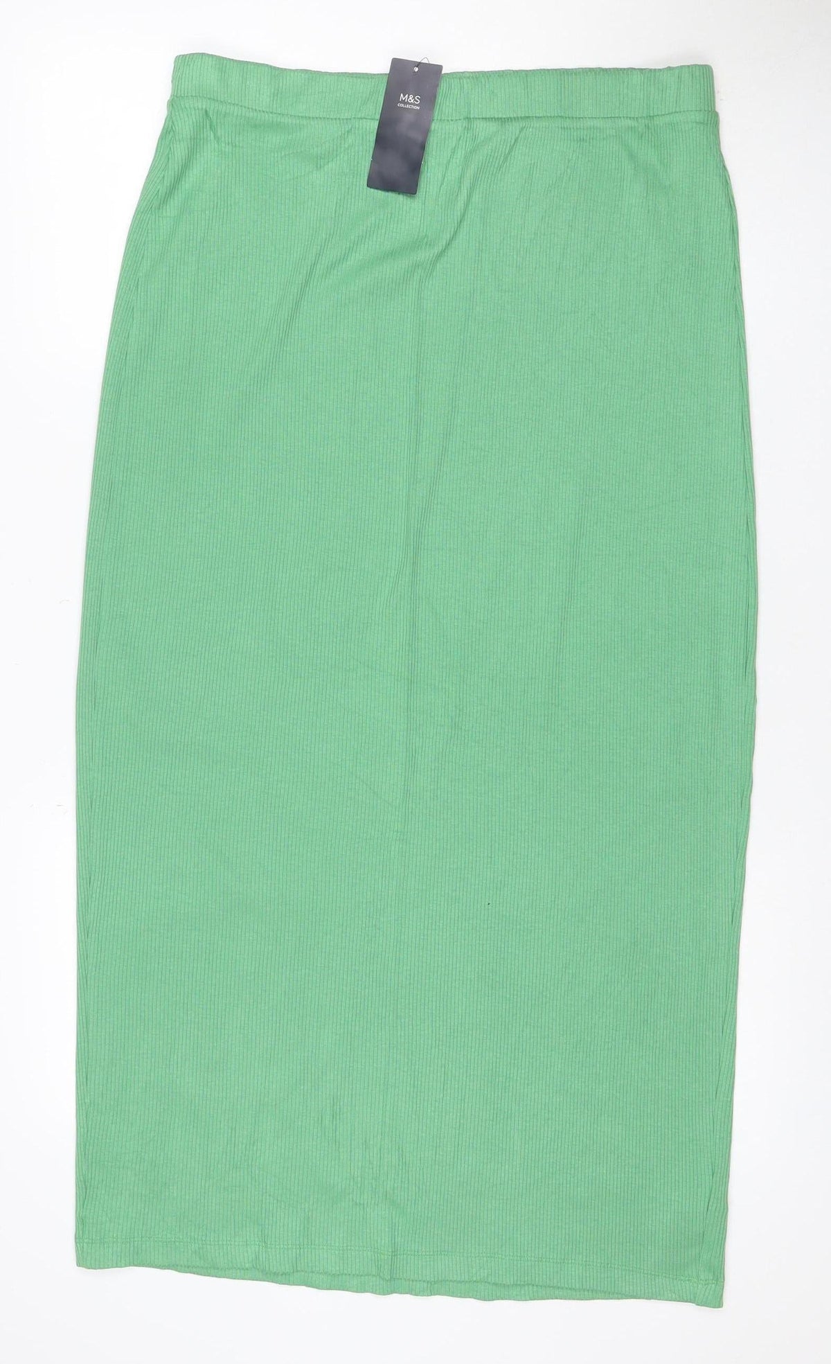 Marks & Spencer Women Green Size 16 Rib Knit Midi Pencil Skirt