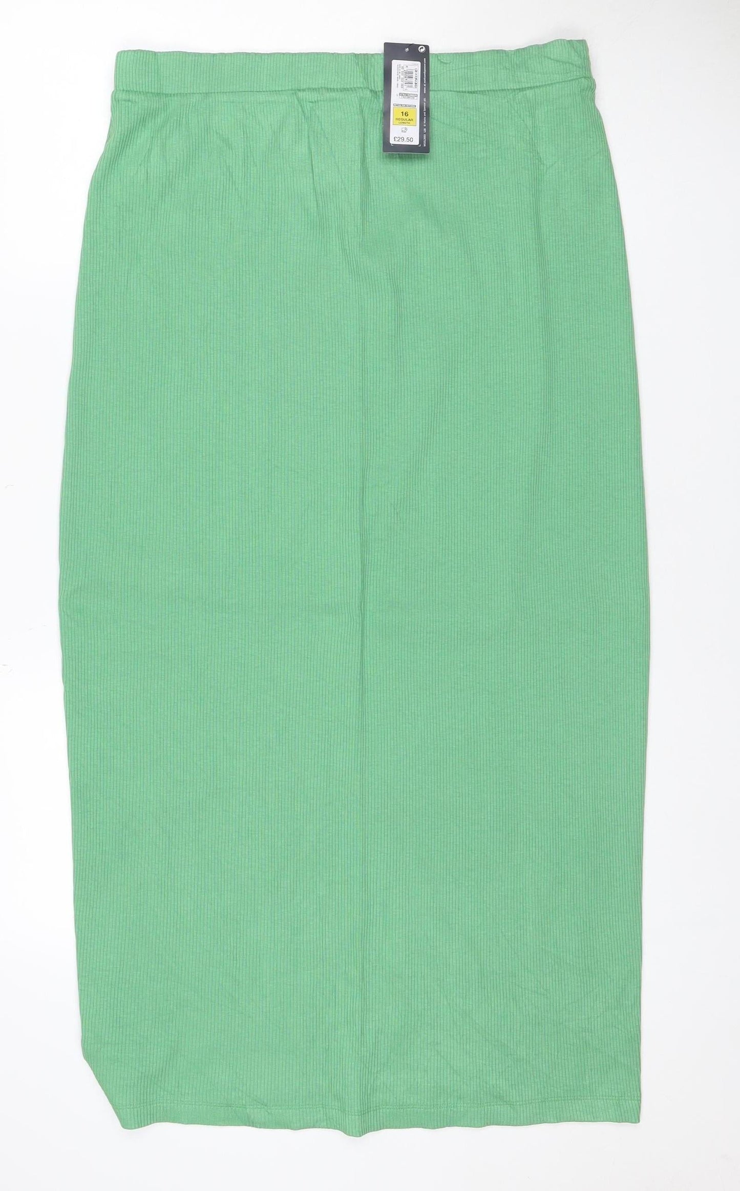 Marks & Spencer Women Green Size 16 Rib Knit Midi Pencil Skirt