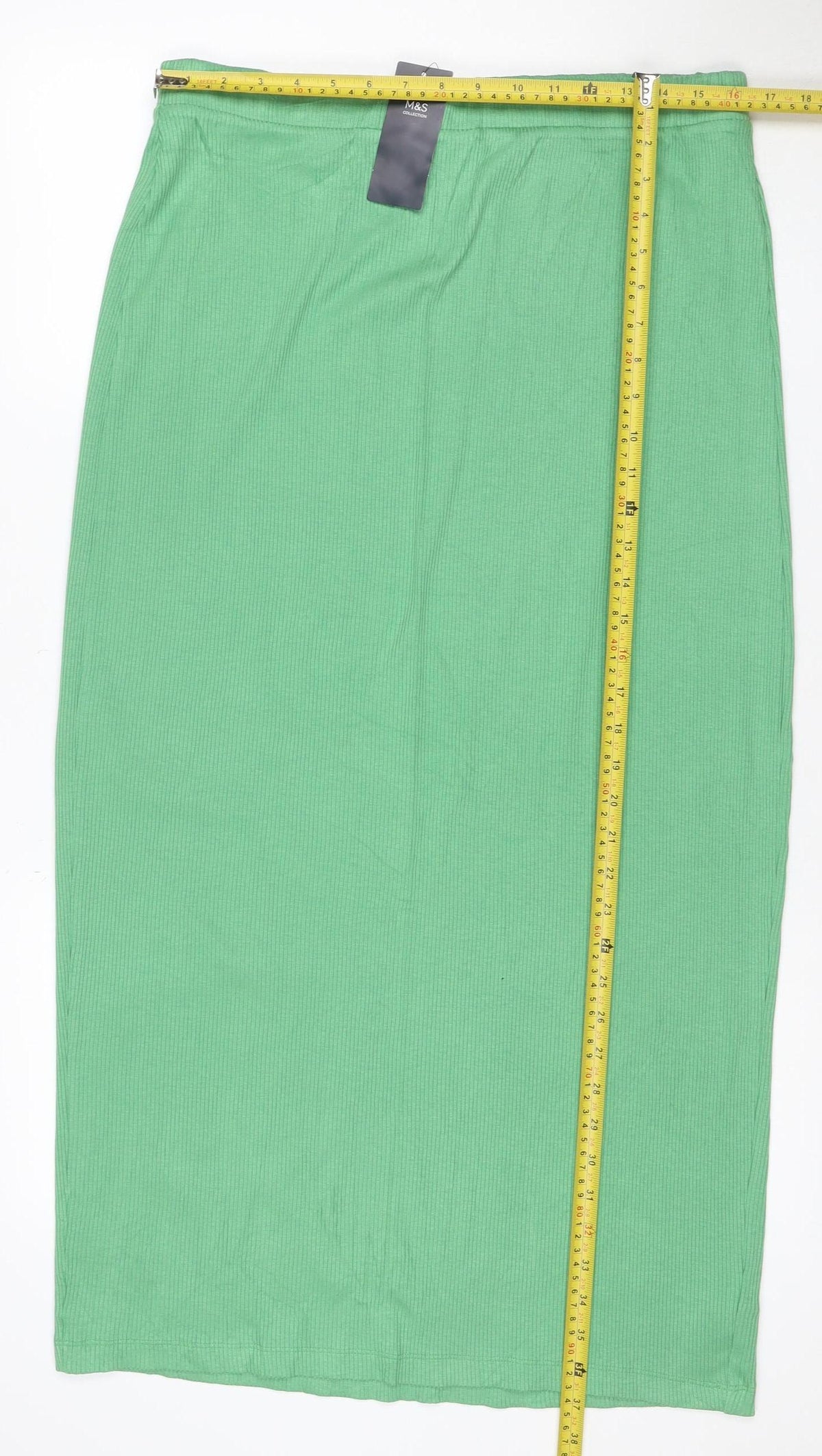 Marks & Spencer Women Green Size 16 Rib Knit Midi Pencil Skirt