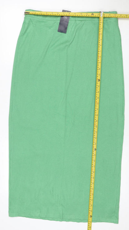 Marks & Spencer Women Green Size 16 Rib Knit Midi Pencil Skirt