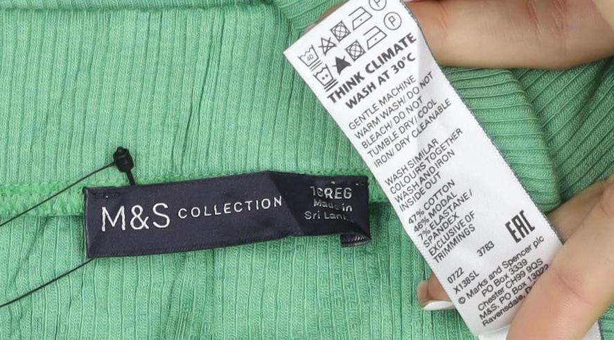 Marks & Spencer Women Green Size 16 Rib Knit Midi Pencil Skirt