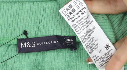Marks & Spencer Women Green Size 16 Rib Knit Midi Pencil Skirt