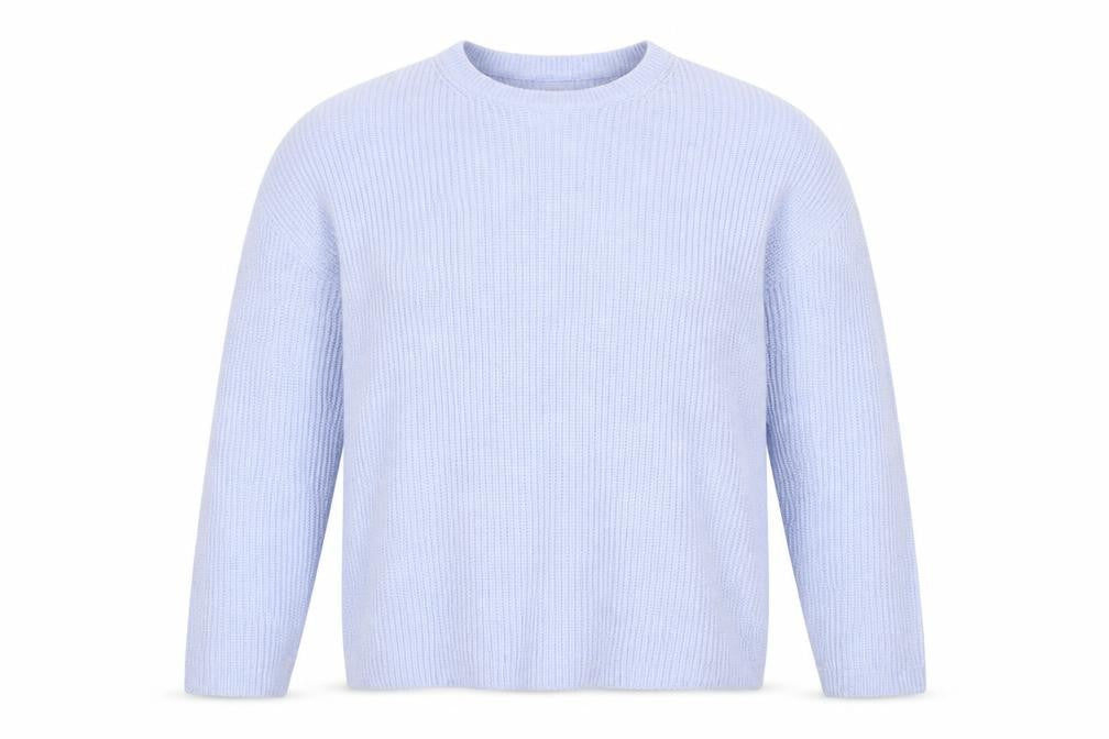 Marks & Spencer Women Blue L Ribbed Crew Neck Knit Jumper