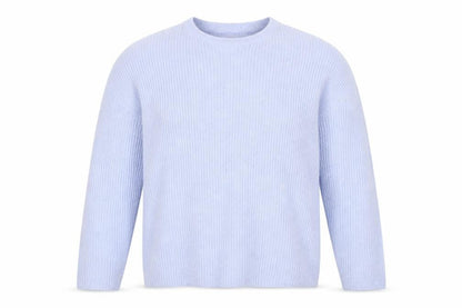 Marks & Spencer Women Blue L Ribbed Crew Neck Knit Jumper
