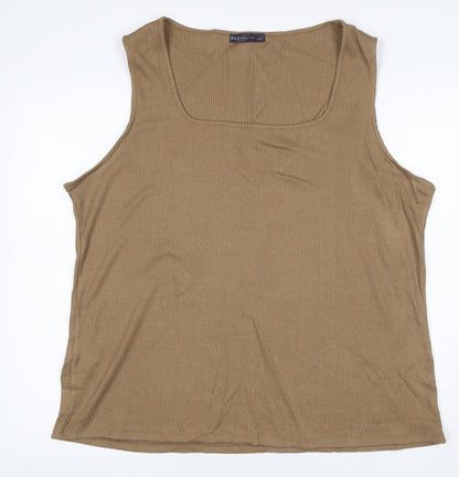 Marks & Spencer Women’s Brown Size 24 Ribbed Viscose Stretch Square Neck Tank Top