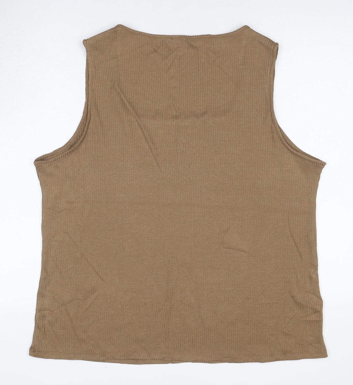 M&S Women’s Brown Size 24 Ribbed Viscose Stretch Square Neck Tank Top