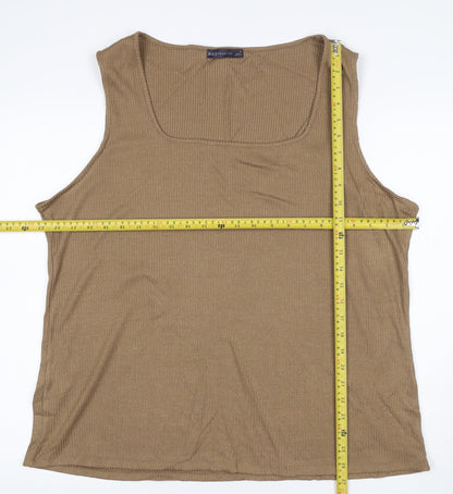 Marks & Spencer Women’s Brown Size 24 Ribbed Viscose Stretch Square Neck Tank Top