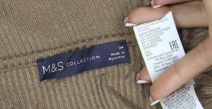Marks & Spencer Women’s Brown Size 24 Ribbed Viscose Stretch Square Neck Tank Top