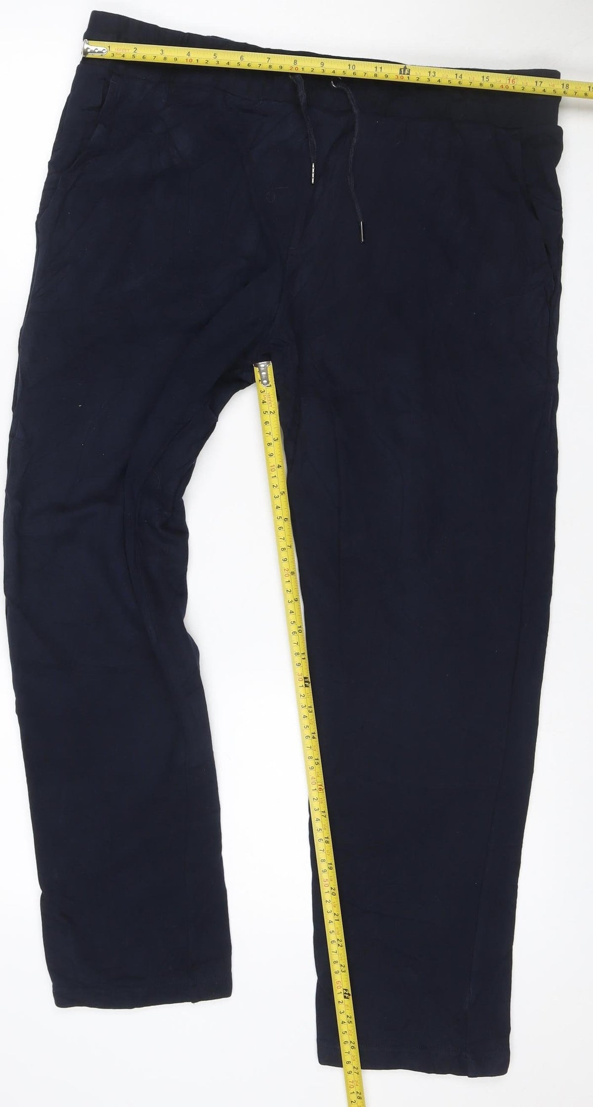 Marks & Spencer Men Blue L Regular Fit Cotton Jogger Sweatpants