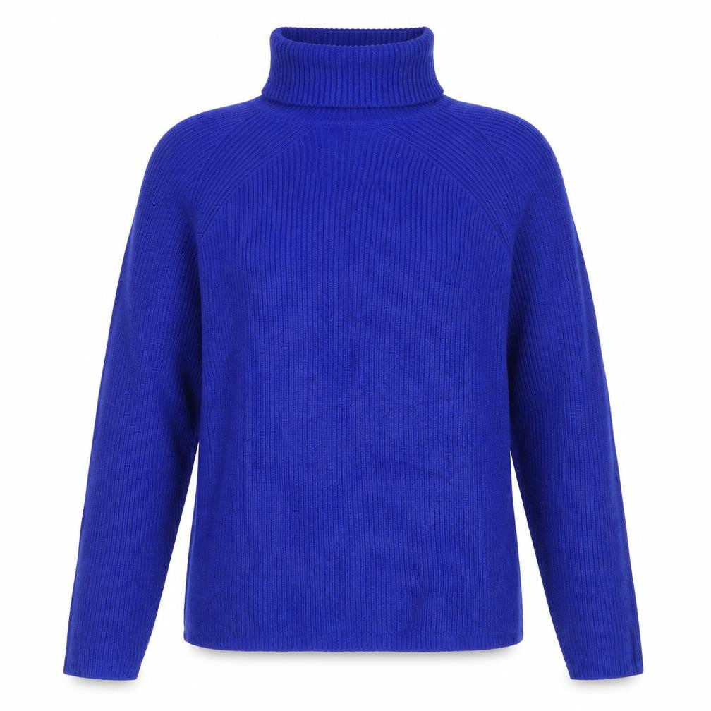 Marks & Spencer Womens Blue M Roll Neck Cable Knit Raglan Jumper
