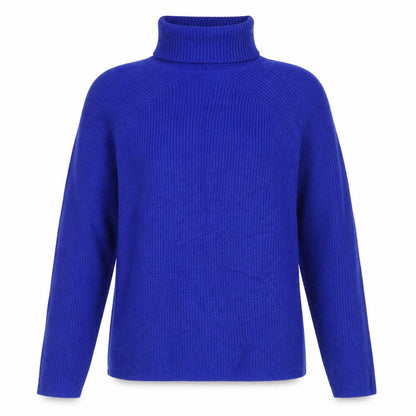 Marks & Spencer Womens Blue M Roll Neck Cable Knit Raglan Jumper