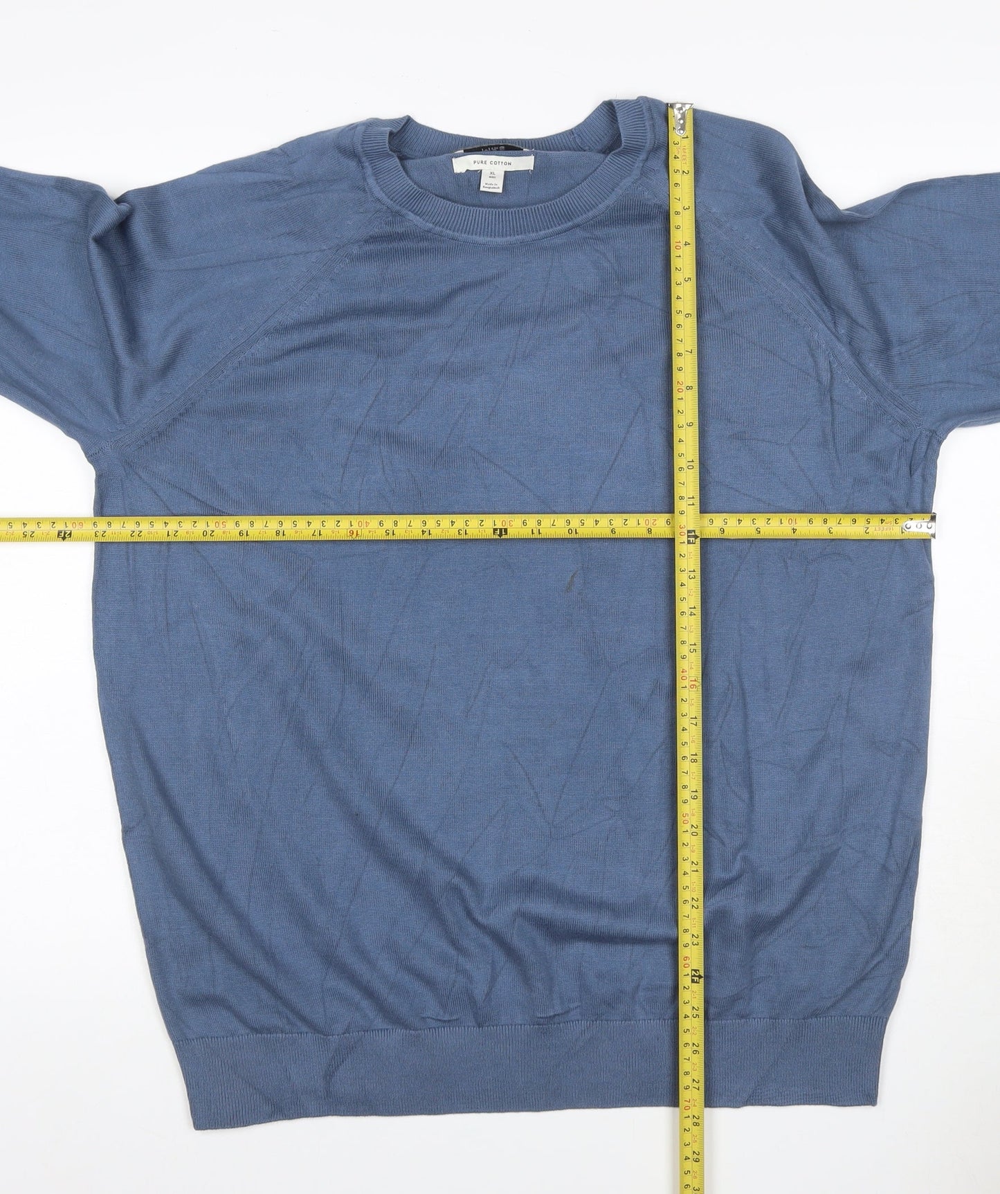 Marks & Spencer Mens Blue XL Pure Cotton Crew Neck Pullover Jumper