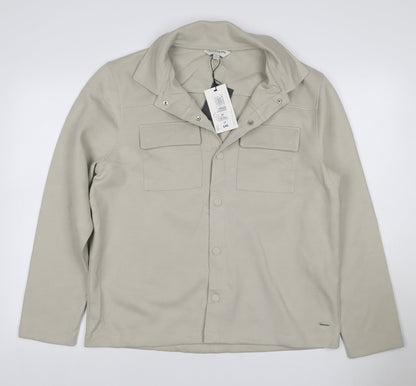 Additional front view of Autograph Men Beige M Military Jacket Cotton Stretch Utility NWT