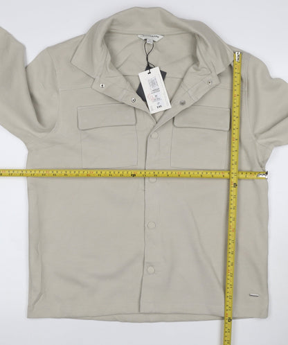Close-up detail of Autograph Men Beige M Military Jacket Cotton Stretch Utility NWT