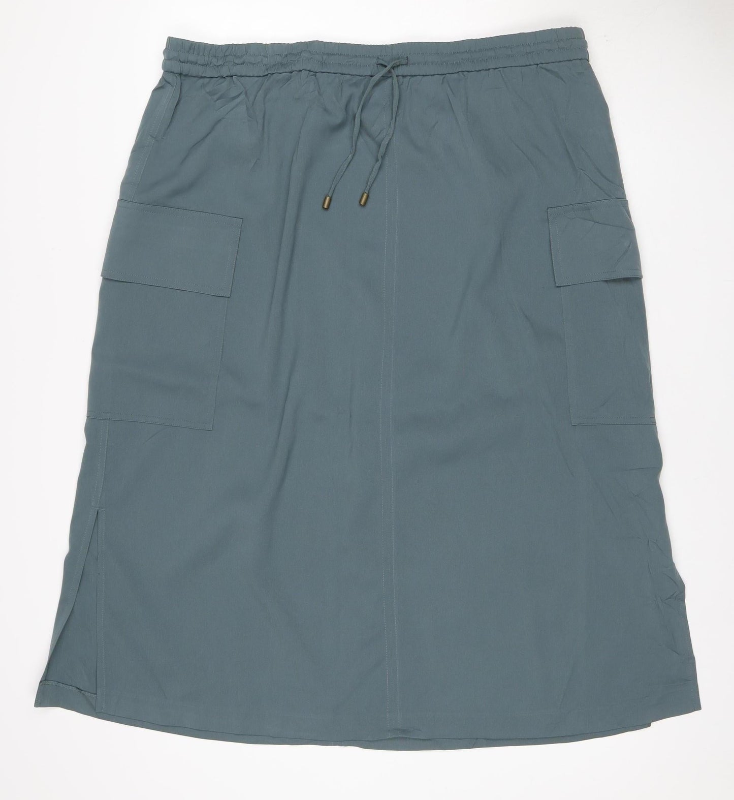 Marks & Spencer Women Green UK 22 Cargo Midi Drawstring Pocket Skirt