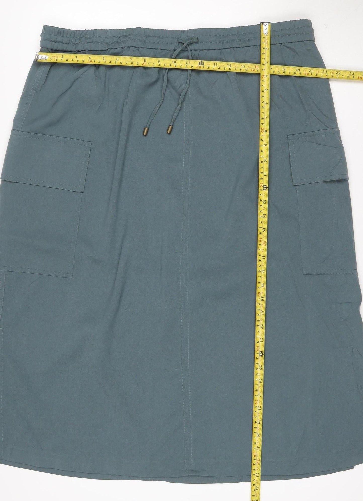 Marks & Spencer Women Green UK 22 Cargo Midi Drawstring Pocket Skirt