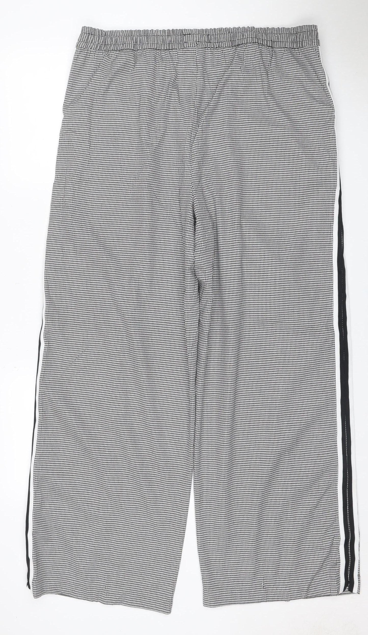 Marks & Spencer Women Grey Check Stripe Straight Leg Trousers UK 18 Regular
