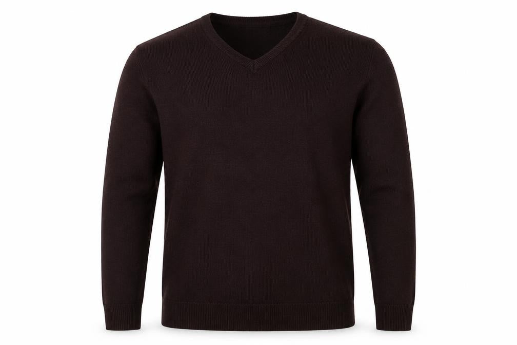Marks & Spencer Men Brown M V-Neck Cashmilon Acrylic Knit Pullover Jumper