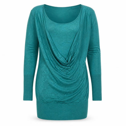InWear Women Green L Tunic Jumper Cowl Neck Stretch Knit