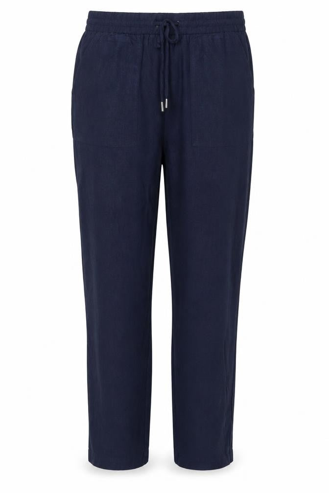 Marks & Spencer Women's Navy Blue UK 12 Regular Tapered Lyocell Trousers