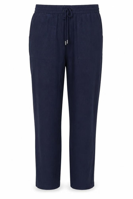 Marks & Spencer Women's Navy Blue UK 12 Regular Tapered Lyocell Trousers