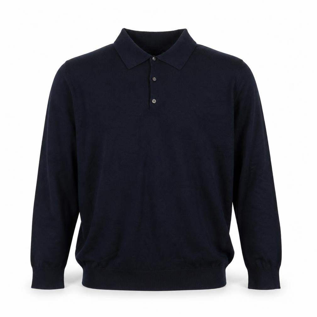 Burton Menswear Men’s Navy Blue XL Collared Button Knit Pullover Jumper