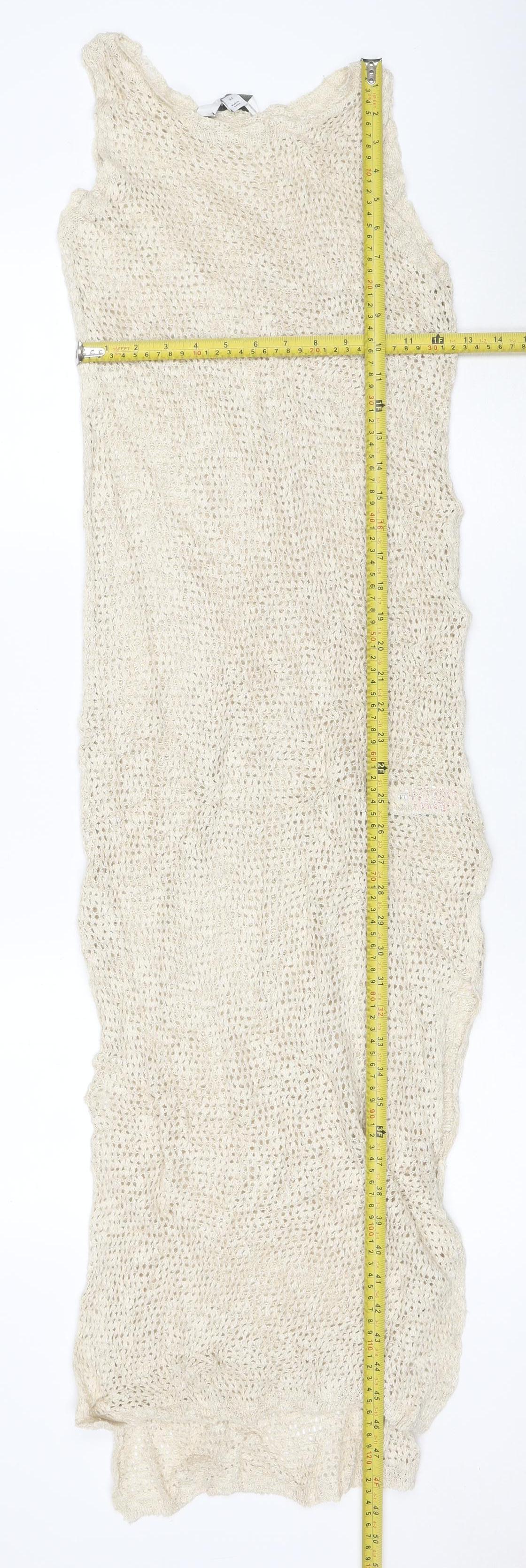 Marks & Spencer Women Ivory XS Knit Jumper Dress Knee Length Casual